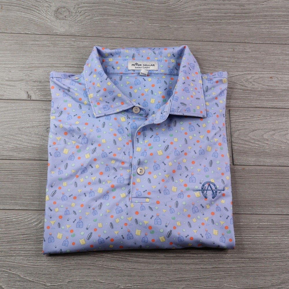 Peter Millar Summer Comfort Polo Men's XL Cocktail AOP Adios Golf Club